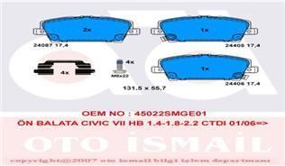 Trw Gdb3407 Fren Balatası Ön Cıvıc 05-