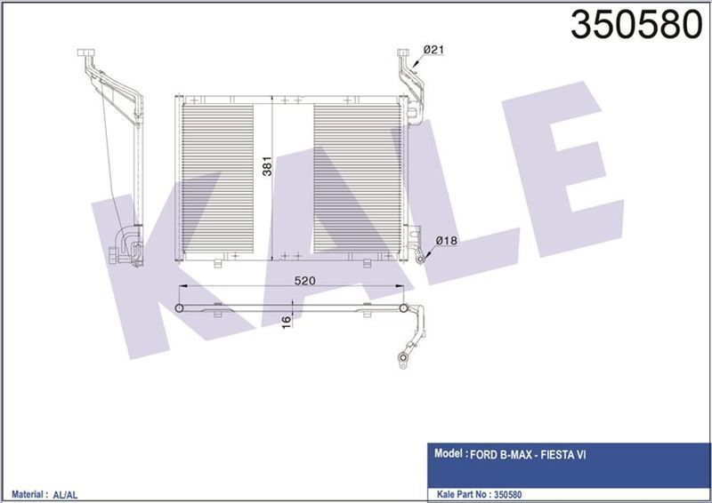 Kale 350580 Klima Radyatörü Al Al Bmax Fıesta Vı