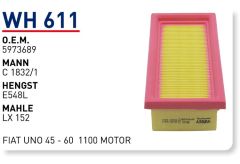 WUNDER WH611 HAVA FİLTRESİ - FiAT UNO 45 - 60 1100 MOTOR
