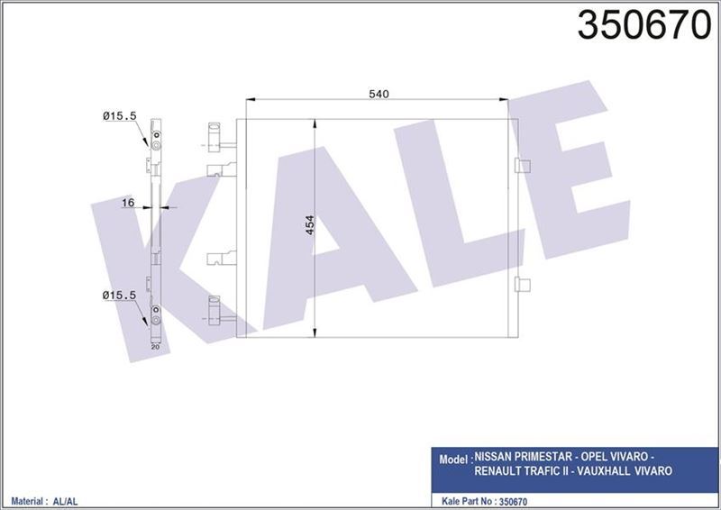 Klima Radyatörü 2007 Sonrası Trafıc Vıvaro 2.0Dcı 90 115 145Hp
