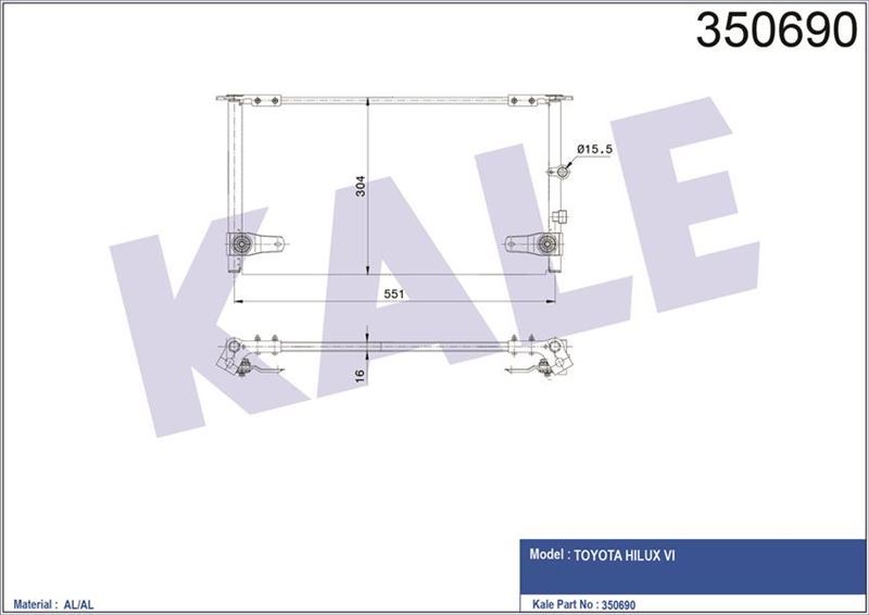 Kale 350690 Klima Radyatörü 02-04 Hılux 2.5D 4D