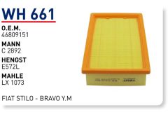 WUNDER WH661 HAVA FİLTRESİ - FiAT STiLO - BRAVO Y.M