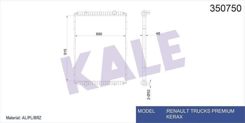 Kale 350750 Radyatör Al/Pl/Brz Renault Trucks Premıum-Kerax Radya