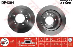 Trw Df4394 Fren Diski Arka Sorento 2002 Sonrası Havalı 315Mm