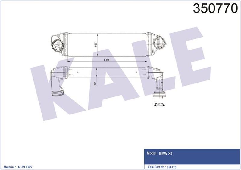 Kale 350770 İntercooler Al/Pl/Brzx3
