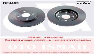 Trw Df4403 Fren Diski Ön Corolla 2003-2007 Benzinlı Havalı 255Mm