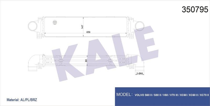 Kale 350795 Intercooler Al/Pl/Brz S60 Iı-S80 Iı-V60-V70 Iıı-Xc60-