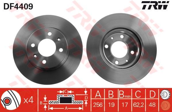 Trw Df4409 Fren Diski Ön Getz 2002 Sonrası Dızel Havalı 256Mm