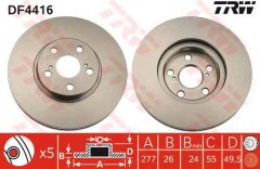 Trw Df4416 Fren Diski Ön Avensıs 03-08 1.6 Vvtı Havalı 277Mm