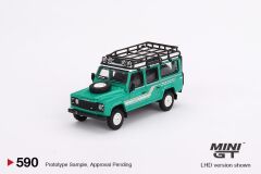 Mini GT Land Rover Defender 110 1985 County Station Wagon Trident Green 590