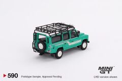 Mini GT Land Rover Defender 110 1985 County Station Wagon Trident Green 590