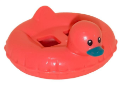 Minifigure Swim Ring / Floatie Duck Inflatable with Black Eyes and Dark Turquoise Bill Pattern