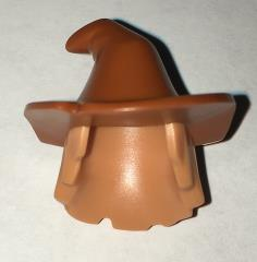 Minifigure, Hair Combo, Hair with Hat, Mid-Length Scraggly with Dark Orange Floppy Witch Hat Pattern