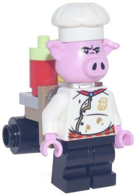 Lego Minifigür Pigsy - White Chef Jacket, Black Medium Legs, Portable Kitchen
