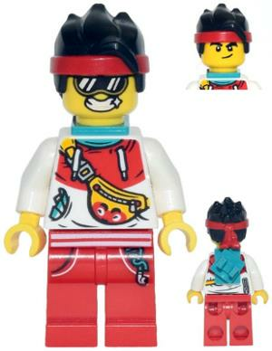 Lego Minifigür Monkie Kid - Tourist Outfit, Dark Turquoise Neck Bracket and Clip