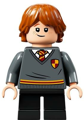Lego Minifigür Ron Weasley, Gryffindor Sweater with Crest, Black Short Legs