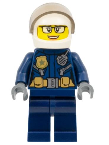 Lego Minifigür Police - Female, Leather Jacket with Gold Badge and Utility Belt, White Helmet, cty1363
