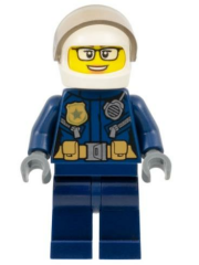 Lego Minifigür Police - Female, Leather Jacket with Gold Badge and Utility Belt, White Helmet, cty1363