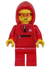 Lego Minifigür - Mountain Bike Cyclist - Male, Red Tracksuit / Hoodie, Safety Glasses cty1627