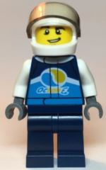 Lego Minifigür - Race Car Driver, Male, Dark Blue 'Octan E' Racing Jacket and Legs, White Helmet cty1110