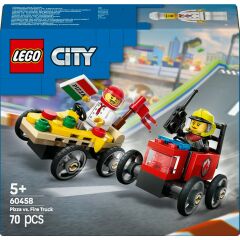 Lego City Pizza Arabası İtfaiye Kamyonuna Karşı Yarış Arabası Paketi 60458