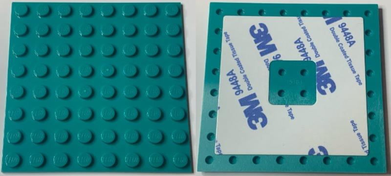 Lego 6370224 Plate, Modified 8 x 8 with Double-Sided Adhesive Tape on Back