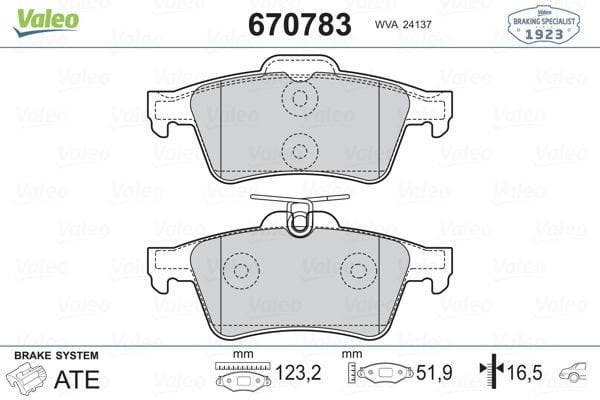 Citroen C5 2008-2012 Arası 1.6 VTi 120, 2.2 HDi 200 Valeo Marka Arka Balata