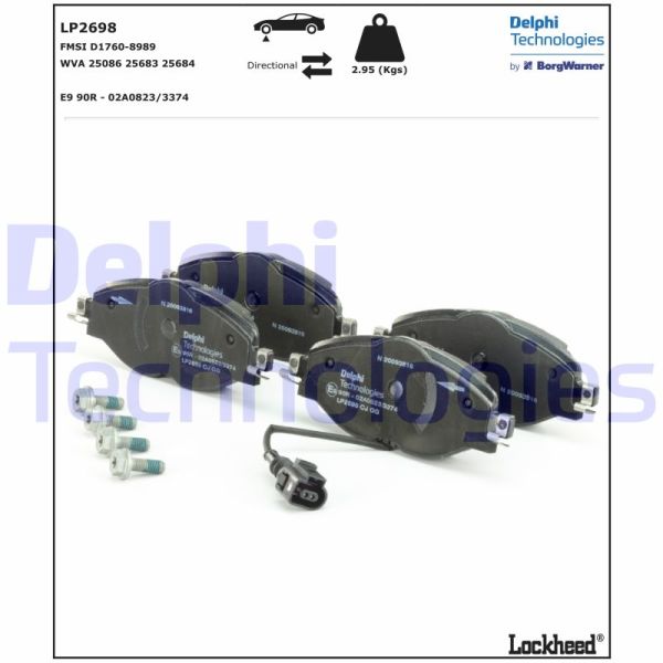 Volkswagen Golf 2013-2017 Arası 1.6 TDI, 1.6 TDI 4motion, 2.0 TDI 4motion, 1.4 TSI Delphi Marka Ön Balata