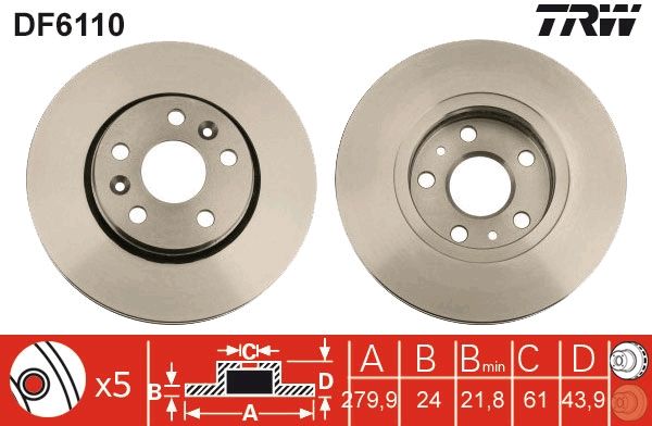 Renault Safrane 1992-2000 Arası 3.0 V6, 2.0 16V, 2.5 20V, 2.2 dT TRW Marka Ön Havalı Fren Diski
