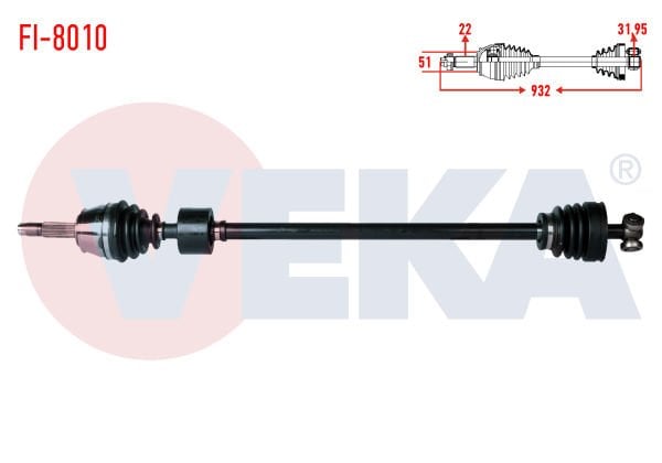 Doblo I Sağ 1.9 Aks Komple Veka FI-8010