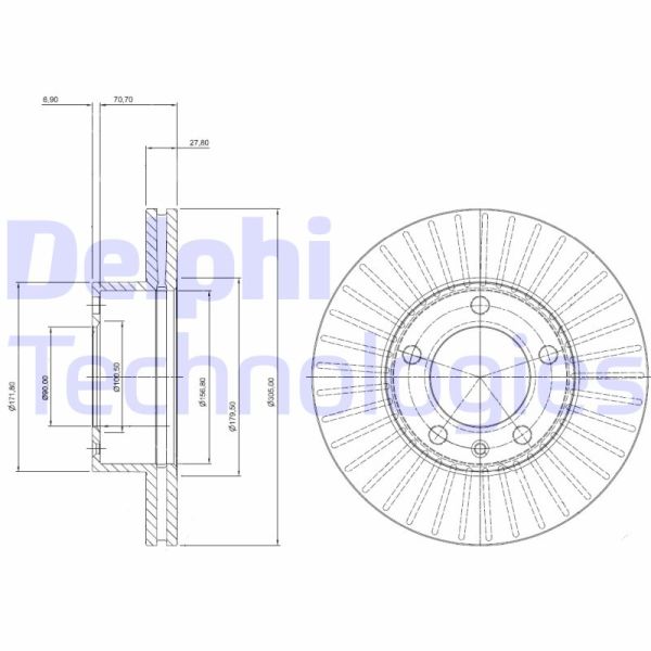 Opel Movano 1998-2003 Arası 2.8 DTI, 2.5 D Delphi Marka Ön Havalı Fren Diski