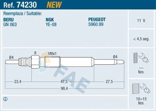 Citroen C6 2005-2012 Arası 2.2 HDi FAE Marka Kızdırma Bujisi