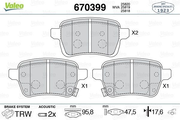 Fiat Egea 2015-2020 Arası 1.6 D Valeo Marka Arka Balata