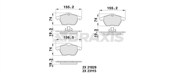 Opel Vectra 1995-2004 Arası 1.6 i, 1.8 i 16V, 2.5 i V6, 1.7 TD, 1.6 i 16V, 2.0 i 16V Braxis Marka Ön Balata