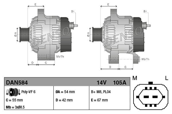 Opel Corsa 2006-2014 Arası 1.3 CDTI Denso Marka Alternatör