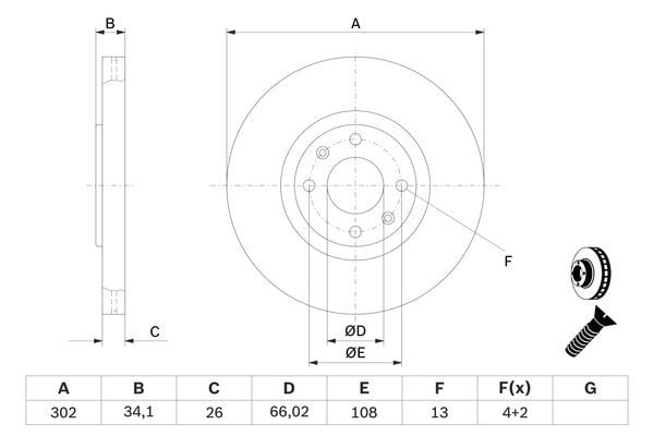 Citroen C4 2004-2015 Arası 2.0 HDi 165 Bosch Marka Ön Hava Soğutmalı Fren Diski