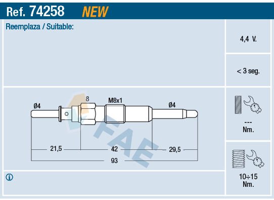 Chevrolet Nubira 2005-2011 Arası 2.0 D FAE Marka Kızdırma Bujisi