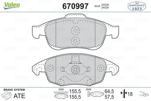 Citroen Ds4 2011-2015 Arası 1.6 VTi 120, 1.6 HDi 110 Valeo Marka Ön Balata