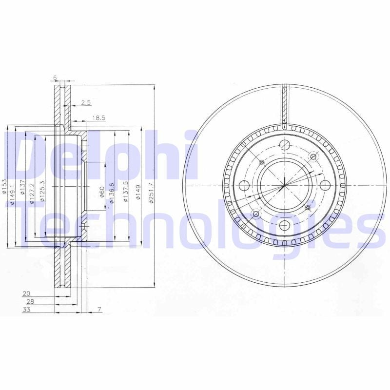 Opel Agila 2008-2014 Arası 1.2, 1.0, 1.0 LPG, 1.2 LPG Delphi Marka Ön Havalı Fren Diski