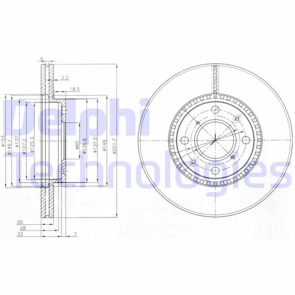 Opel Agila 2008-2014 Arası 1.2, 1.0, 1.0 LPG, 1.2 LPG Delphi Marka Ön Havalı Fren Diski