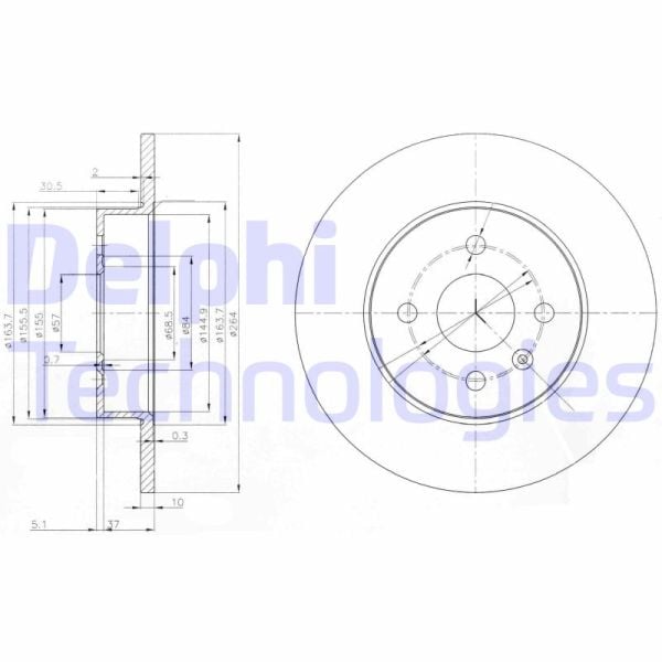 Opel Corsa 2000-2012 Arası 1.7 DTI 16V Delphi Marka Arka Fren Diski