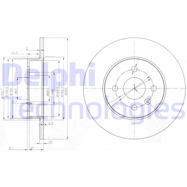 Opel Astra 1998-2009 Arası 1.6 i 16V, 1.4 16V, 1.8 16V, 1.6 i, 1.4 i, 1.6 Delphi Marka Arka Fren Diski
