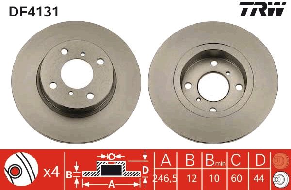 Opel Agila 2000-2007 Arası 1.0 12V, 1.2 16V Twinport, 1.2 16V TRW Marka Ön Fren Diski