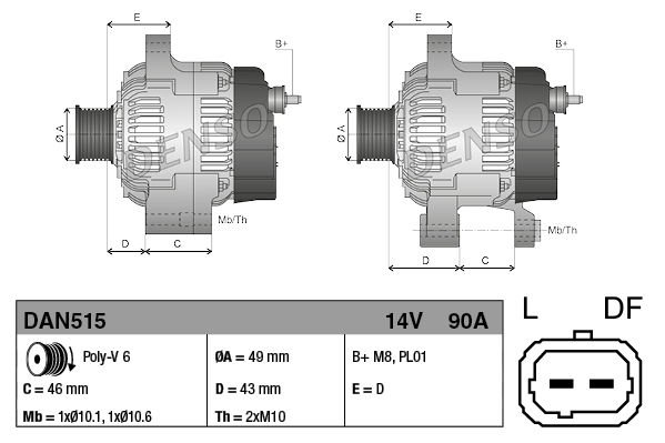 Peugeot 307 2000-2012 Arası 1.4, 1.6 16V Denso Marka Alternatör