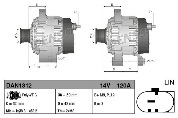 Ford Ecosport 2011-2015 Arası 1.0 EcoBoost Denso Marka Alternatör