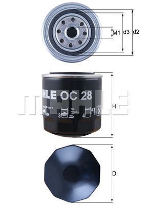 Volkswagen 412 1969-1975 Arası 1.7, 1.8 E,LE Mahle Marka Yağ Filtresi
