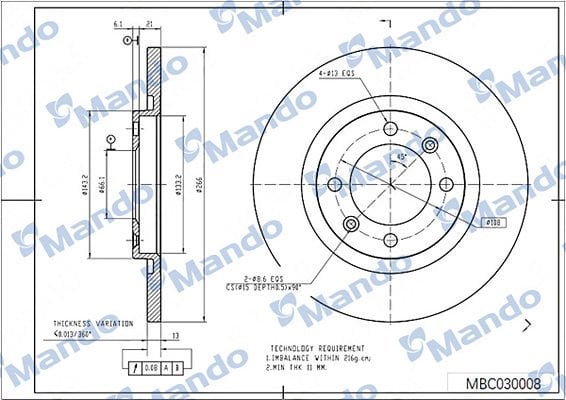 Citroen Berlingo 1996-2011 Arası 1.1 i, 1.4 i, 1.8 D, 1.9 D Mando Marka Ön Fren Diski