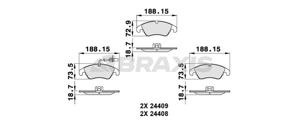 Audi A6 2010-2018 Arası 2.8 FSI, 2.0 TDI, 3.0 TDI quattro, 3.0 TDI, 2.8 FSI quattro, 2.0 TFSI Braxis Marka Ön Balata