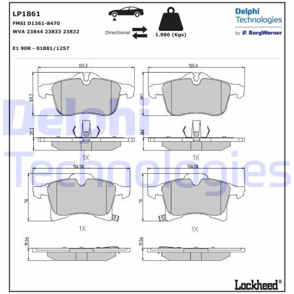 Opel Astra 2004-2014 Arası 1.6 LPG, 1.9 CDTI, 1.4, 1.9 CDTI 16V, 1.4 LPG, 1.3 CDTI, 1.7 CDTI Delphi Marka Ön Balata