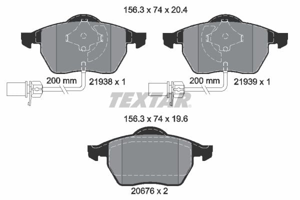 Audi A4 1994-2005 Arası 1.9 TDI, 2.8 quattro, 2.8, 1.8 T, 2.6 quattro, 2.6 Textar Marka Ön Balata